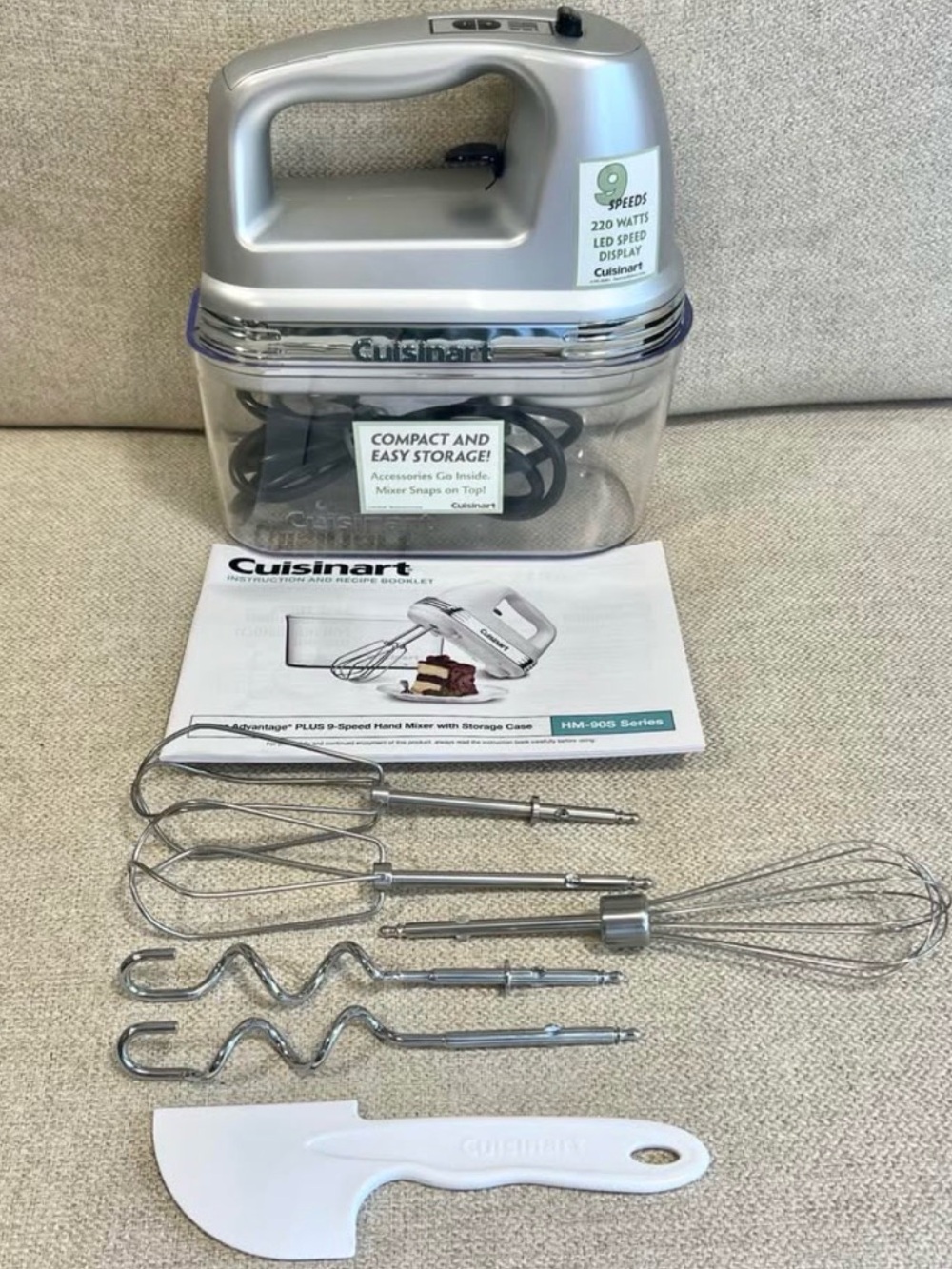 Cuisinart Power Advantage Plus 9-Speed Hand Mixer HM-90S Complete Set w/ Storage